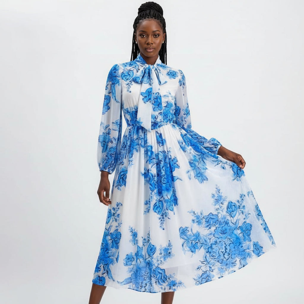 Summer Bohemian Chiffon Long Floral Dress