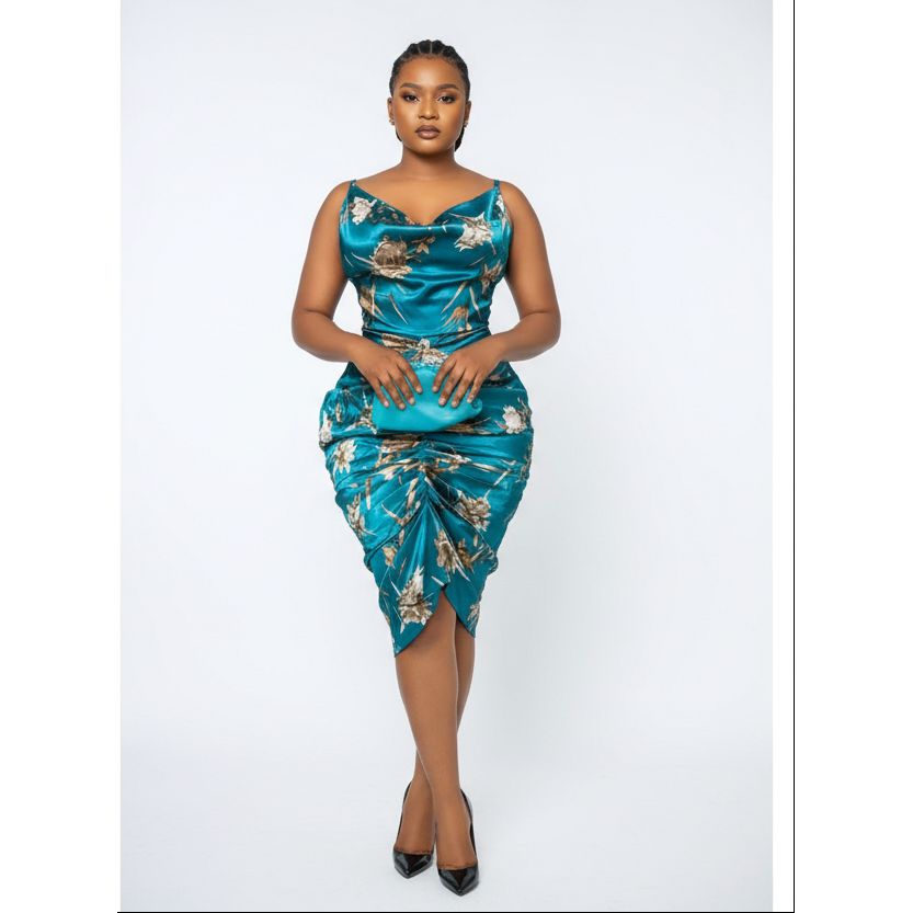 Spaghetti Strap Sleeveless Floral Midi Dress