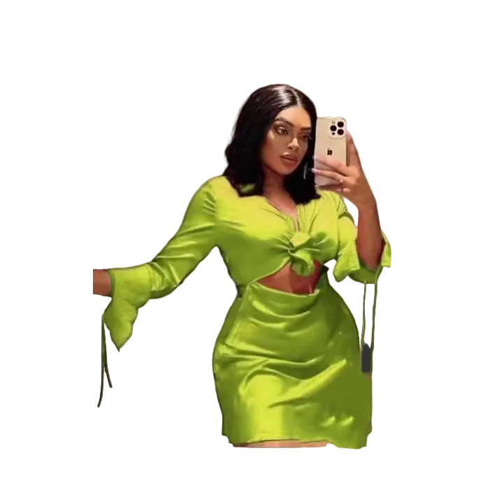 Sexy Long Sleeve Hollow Out Bodycon Dress