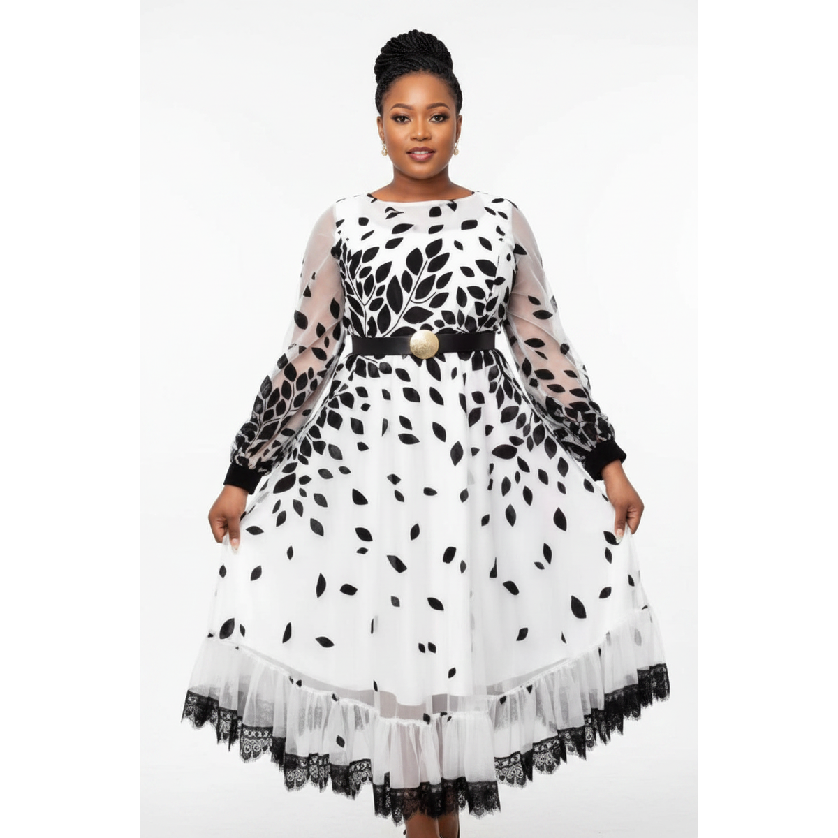 Long Sleeve Chiffon Maxi Dress