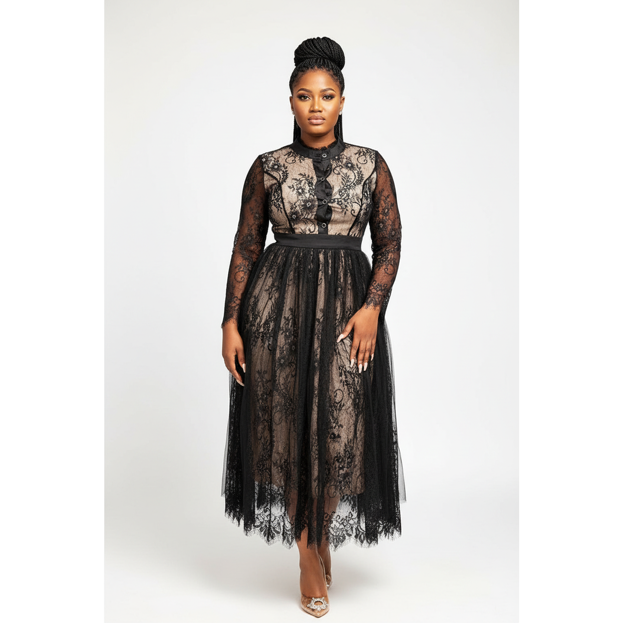 Pleated Lace Dress
