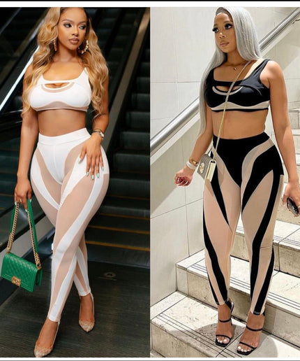 Tight Fitting Crop Top And Pants Set