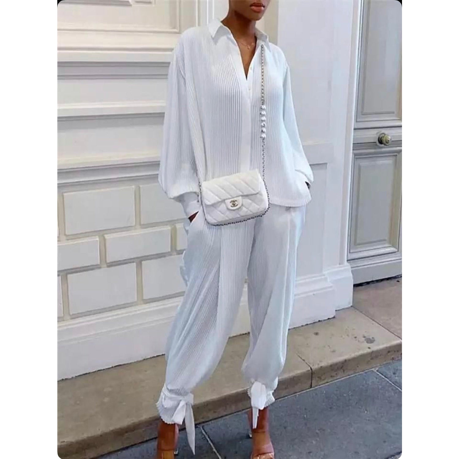 Luxury Two-Piece Pleated Set