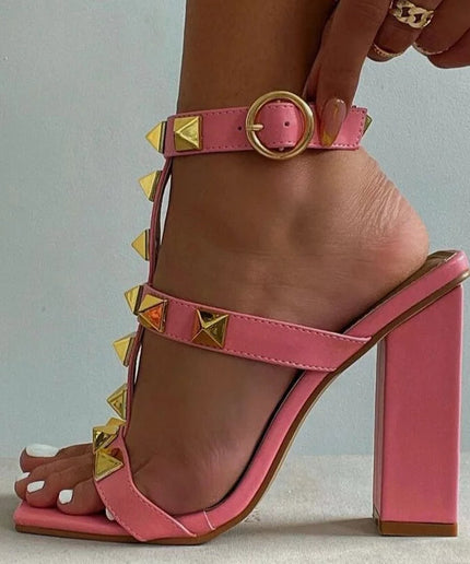 Open Toe Ankle Buckle Strap Shoes