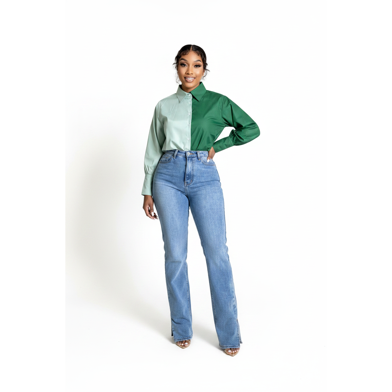 Color block long sleeve shirt
