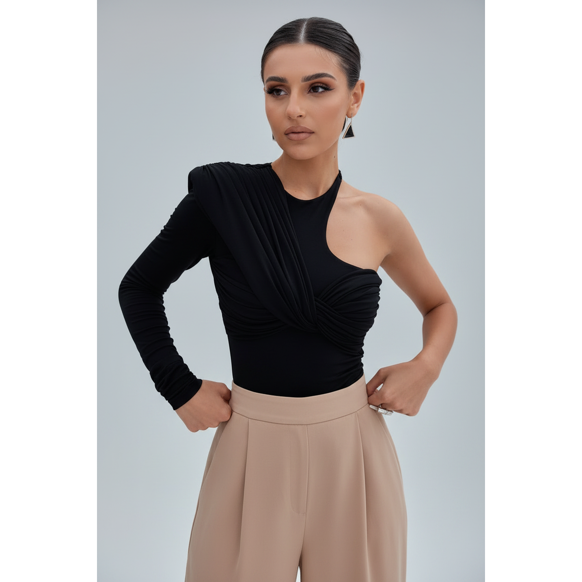 One Shoulder Sexy Twist Bodysuits