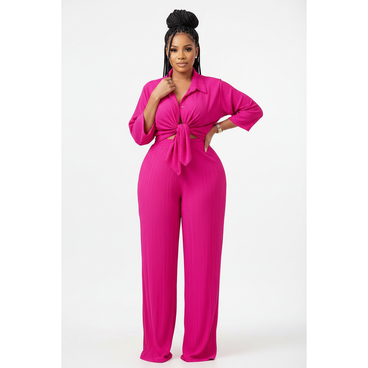 High Waisted Palazzo Pants and Shirt Set