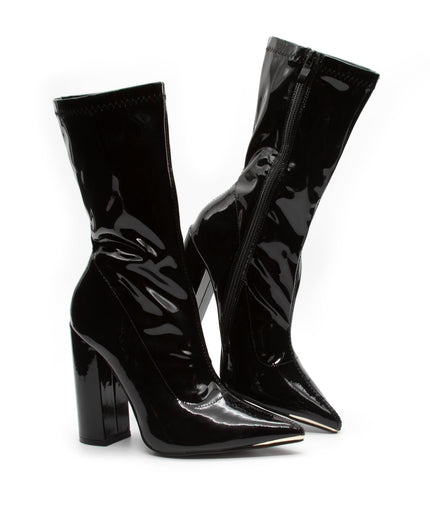 Chunky Patent Side Zipper Boots