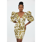Short Sleeve V-Neck Mini Print Dress