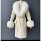 Fox Fur Collar Woolen Jacket Long Overcoat