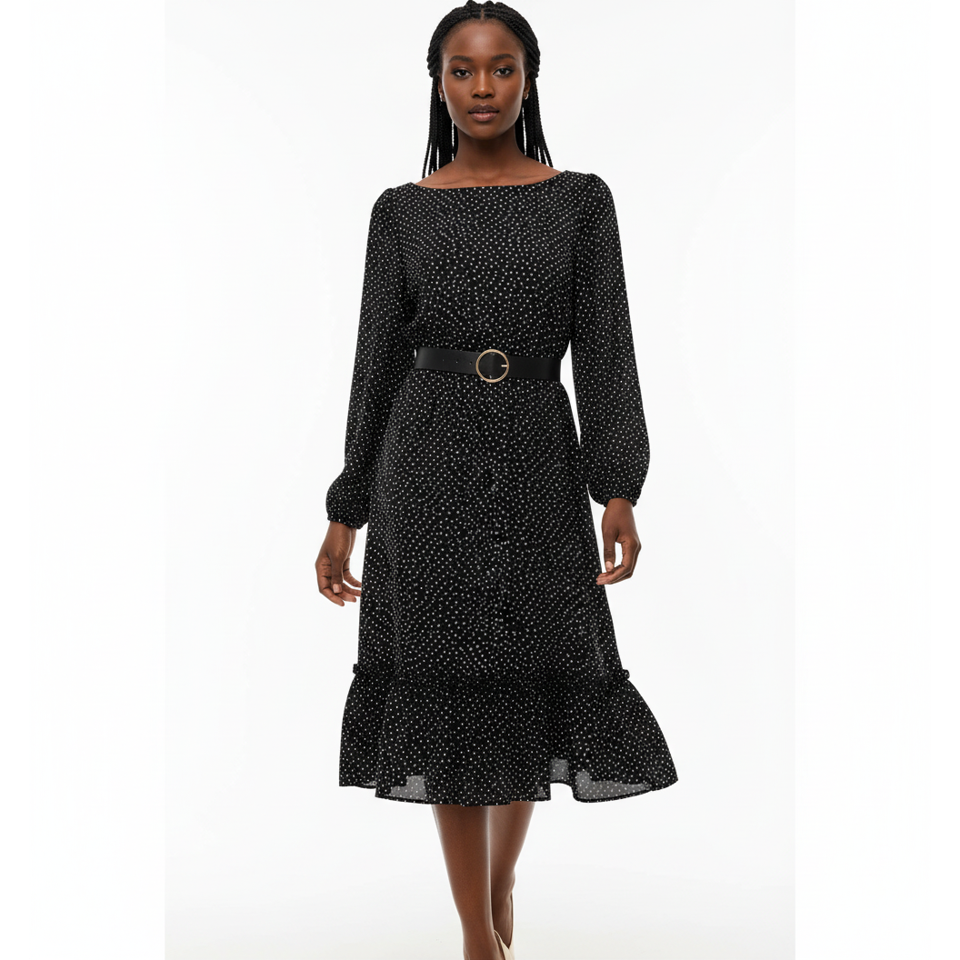 Long Sleeve Polka Dot Dress