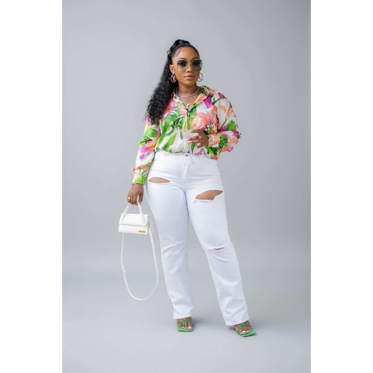 Floral Print Silk Shirt