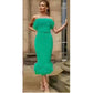 High Waisted Off Shoulder Bodycon Dress