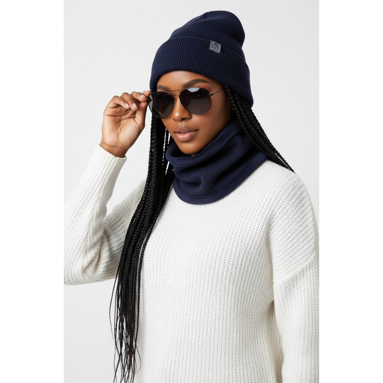 Unisex Beanie caps & Neck Scarf Knitted Hat Set