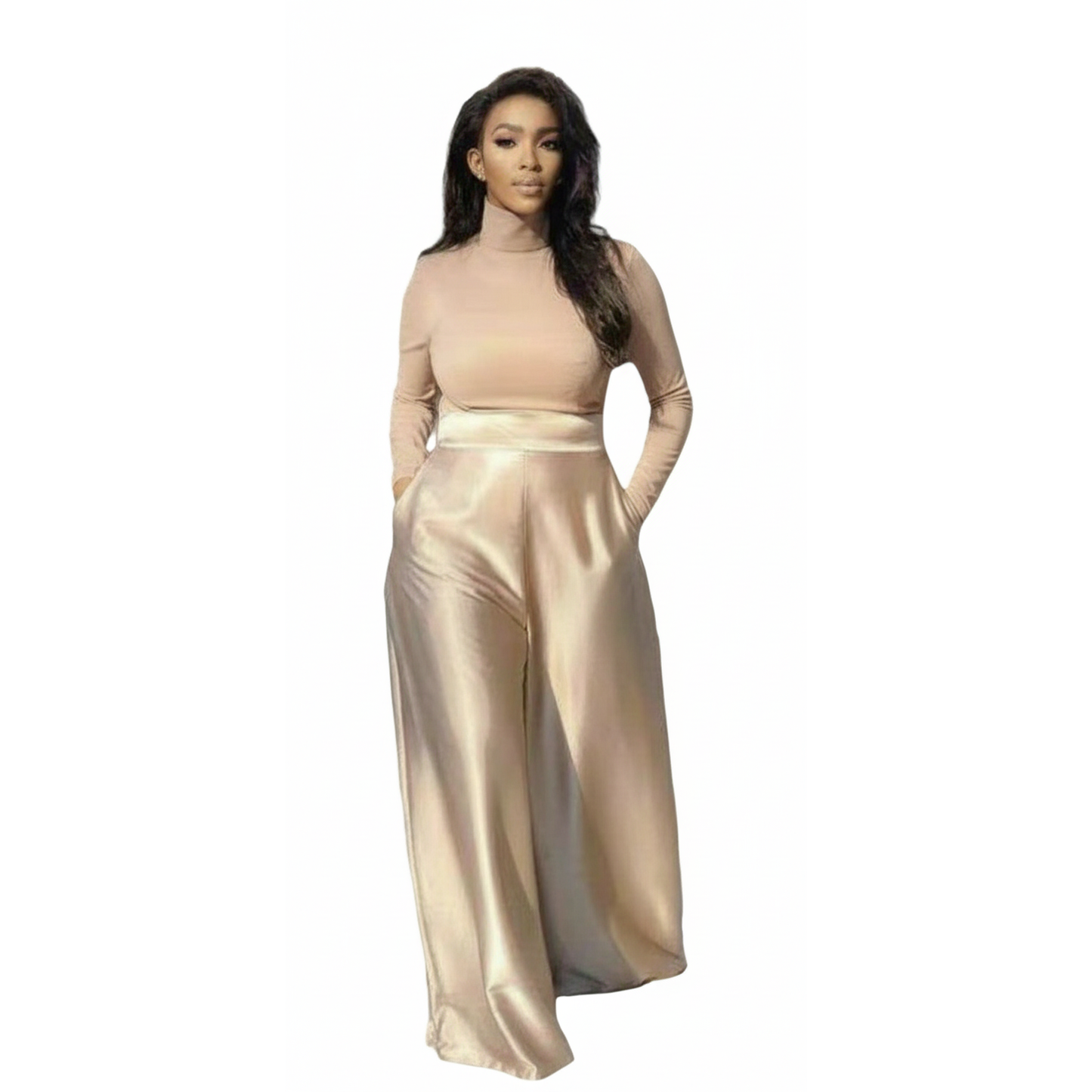 Satin Palazzo High Waisted Pants