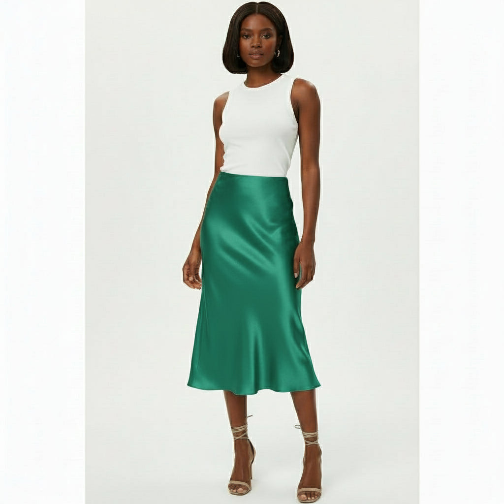 High Waisted Summer Satin Skirts