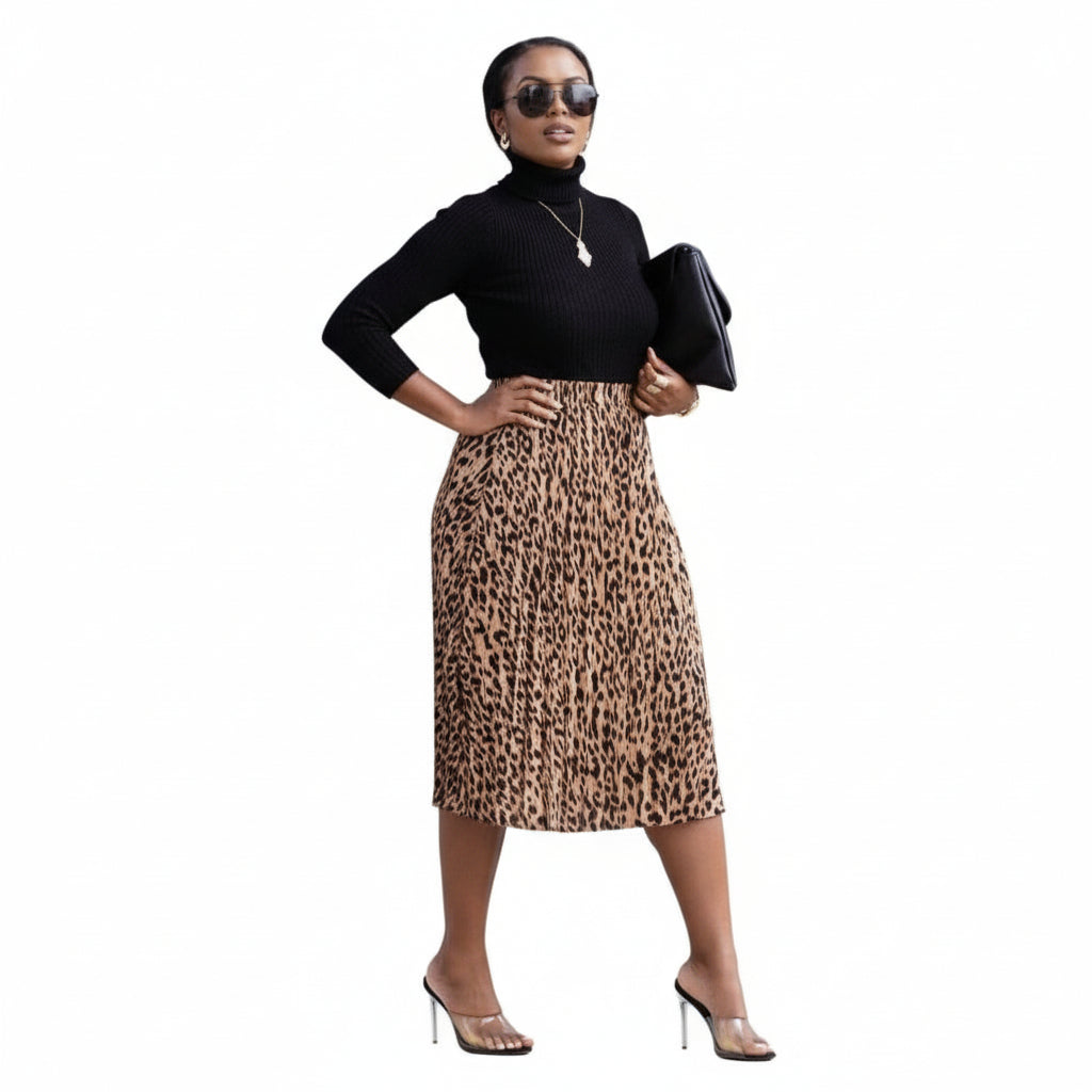 Printed Vintage Pleated Skirt.