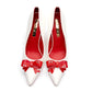 Bottom and Inner Red Bow Decorated High Heel Shoes