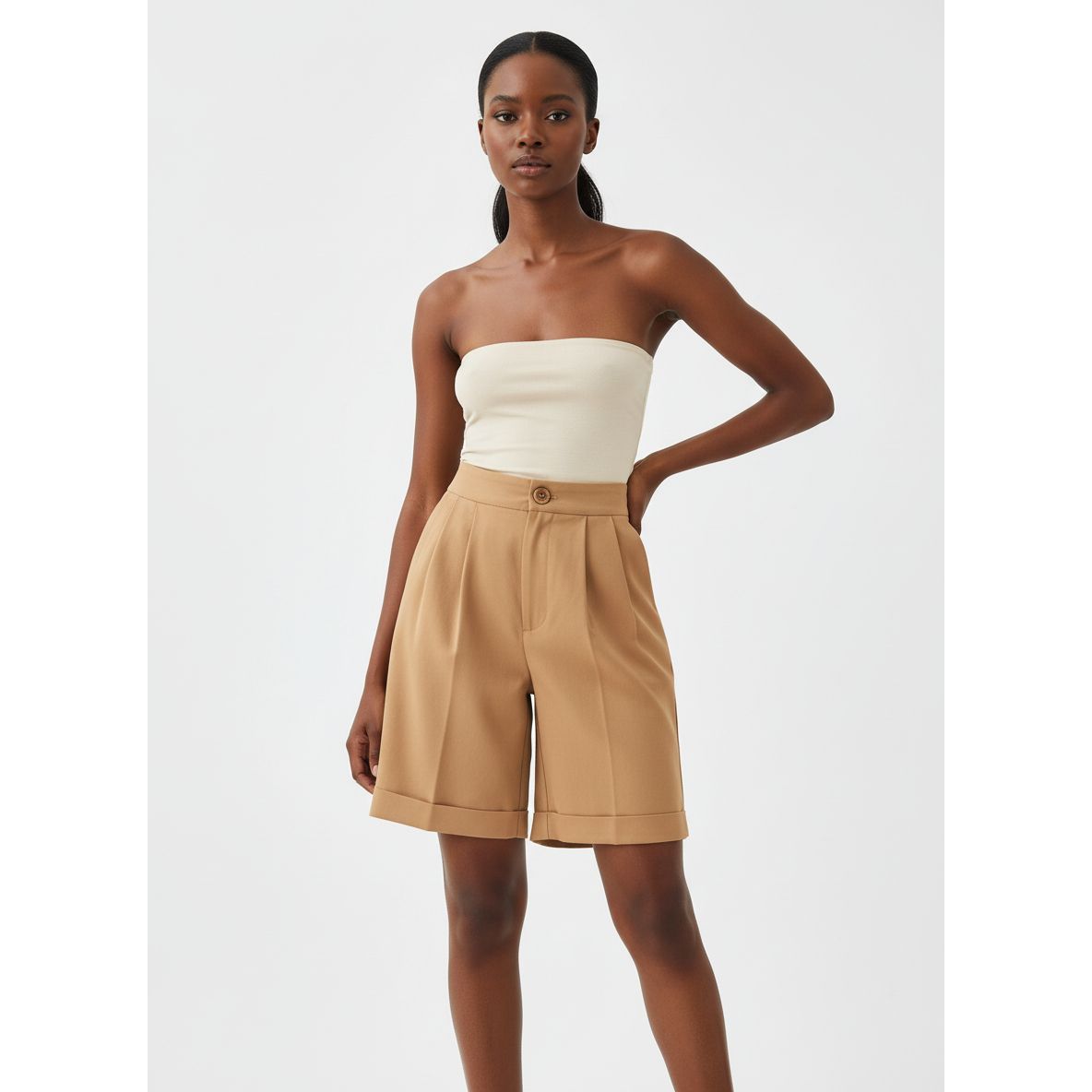High-Waisted Formal Short Pant