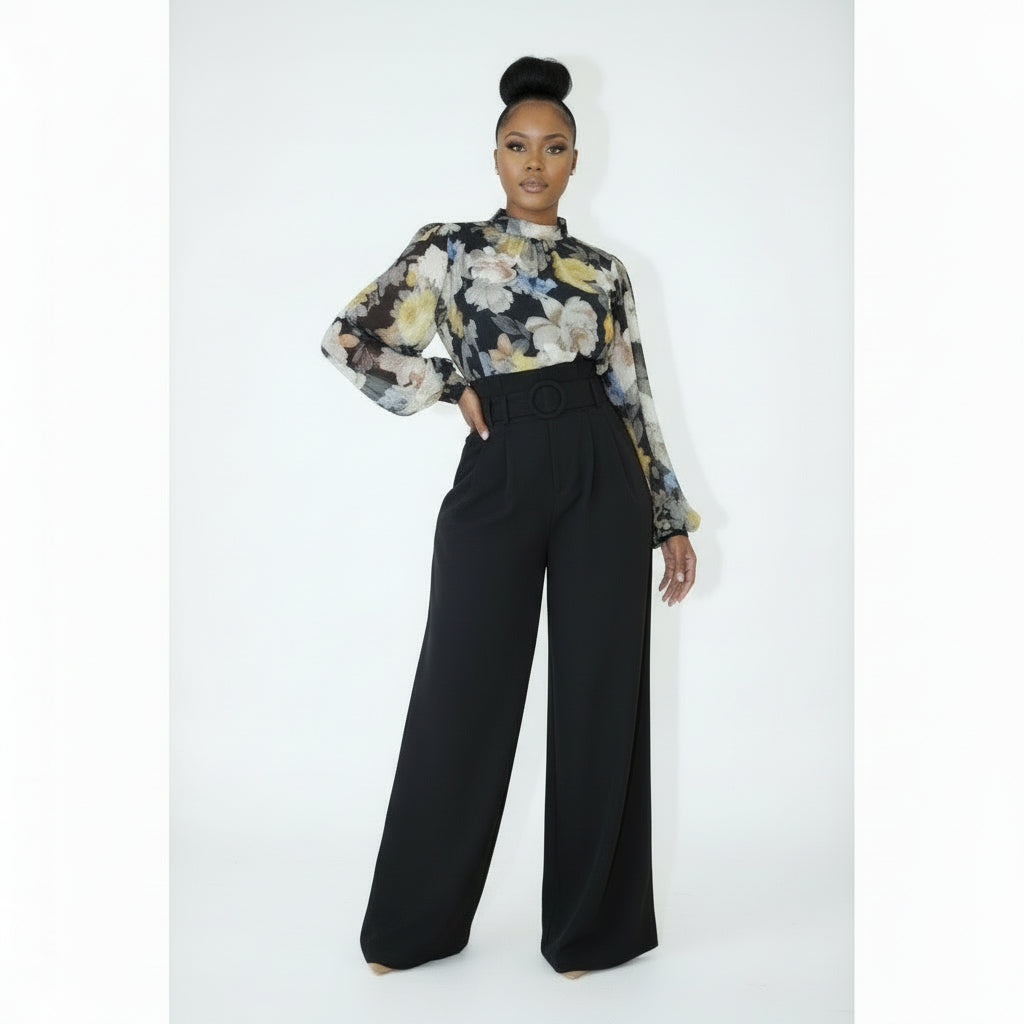 High Waisted Wide Leg Casual Pants
