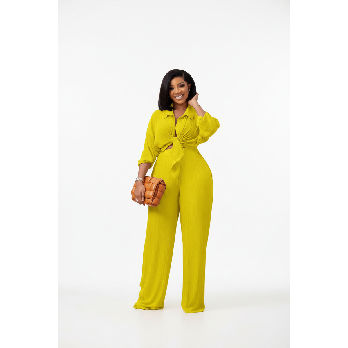 High Waisted Palazzo Pants and Shirt Set