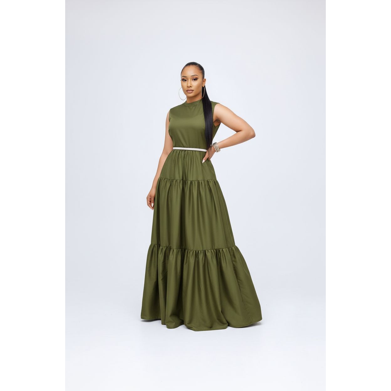 Sleeveless Round Neck Long Dress