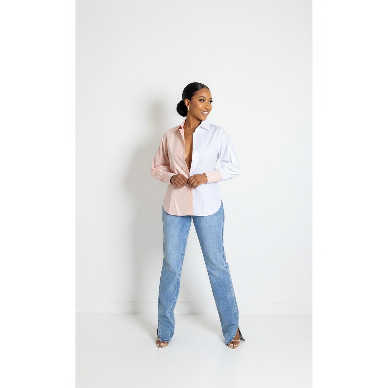 Color block long sleeve shirt