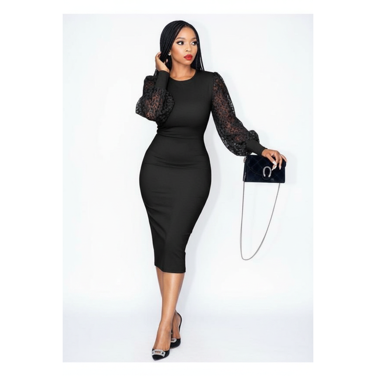 See Through Sleeve Bodycon Dress