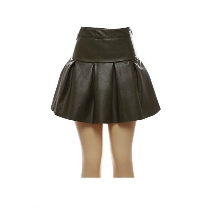 PU Pleated Short Mine Skirt