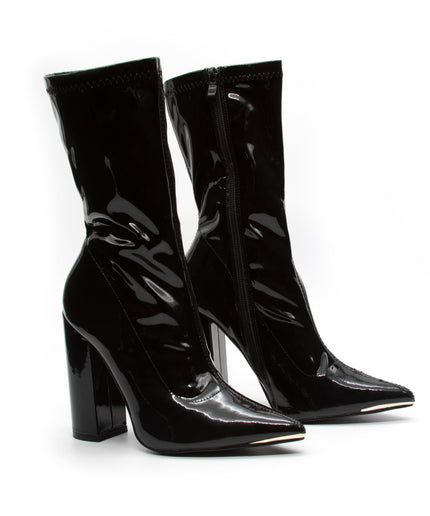 Chunky Patent Side Zipper Boots