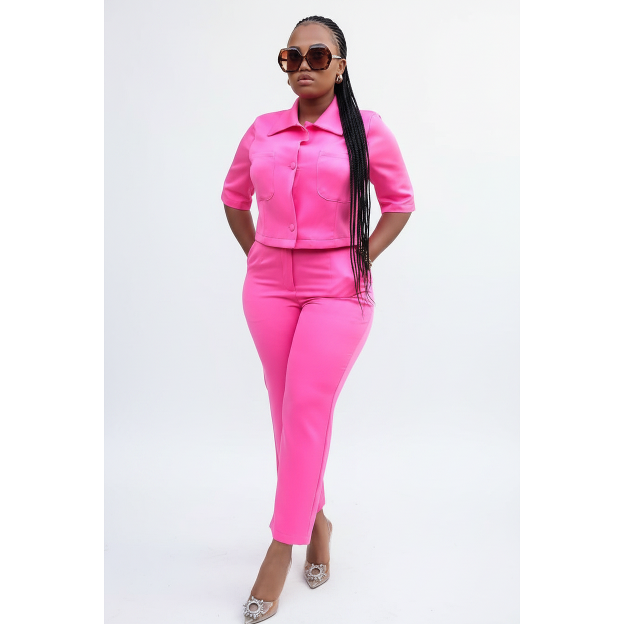 Three Quarter Sleeve Jacket & Pants Formal Sets