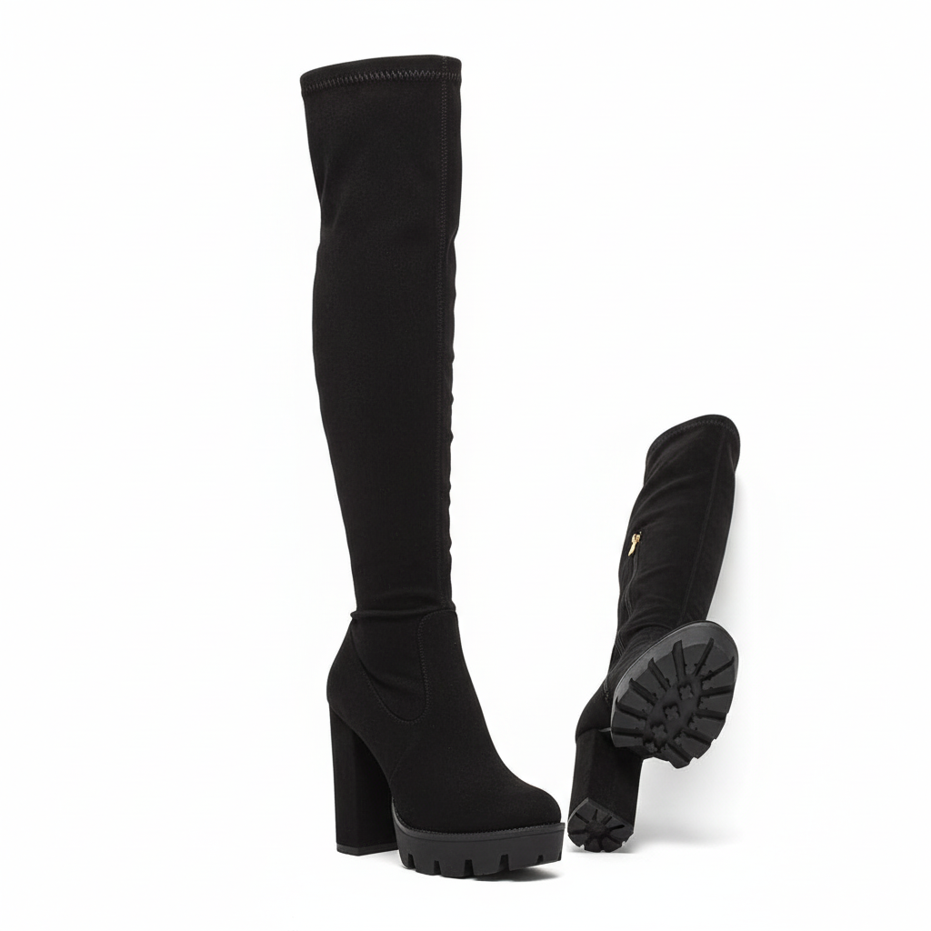 Knee Length  Round Toe High Heel Sock Boots