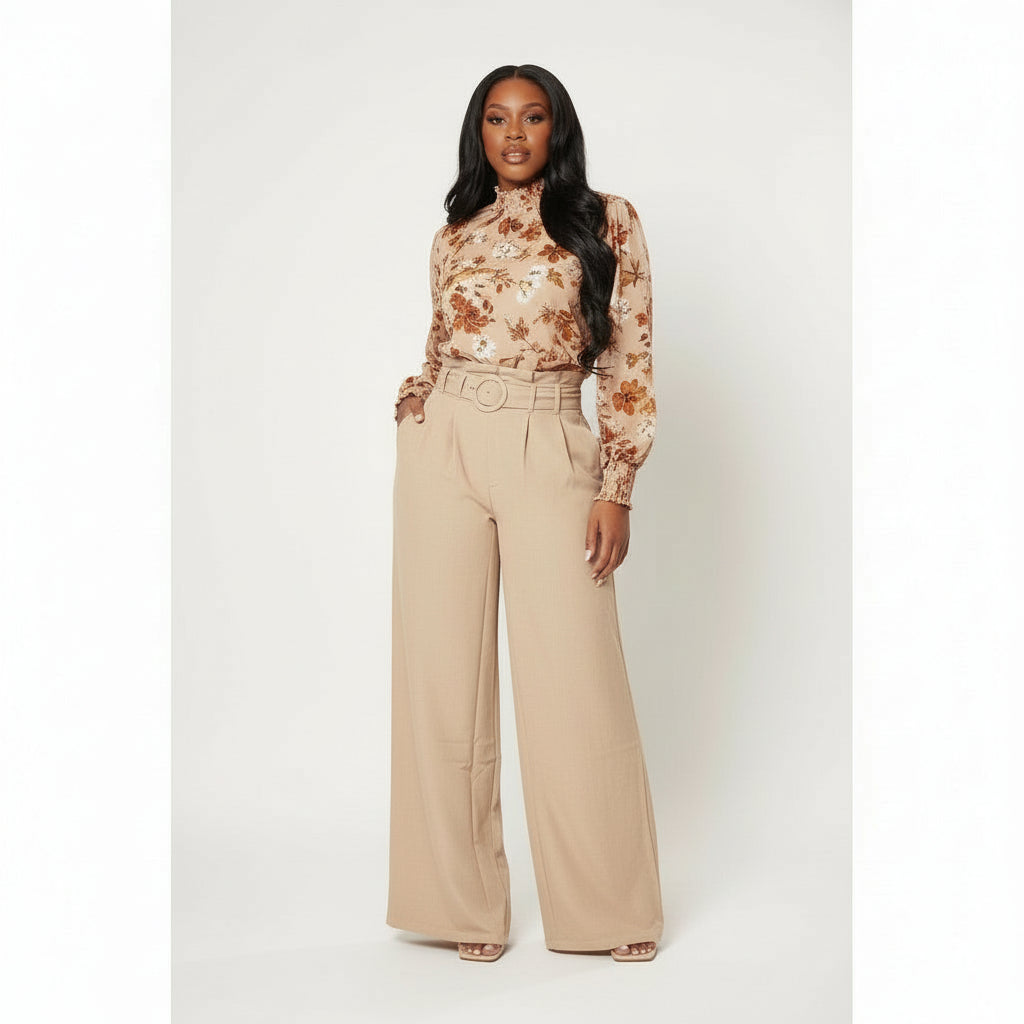 High Waisted Wide Leg Casual Pants