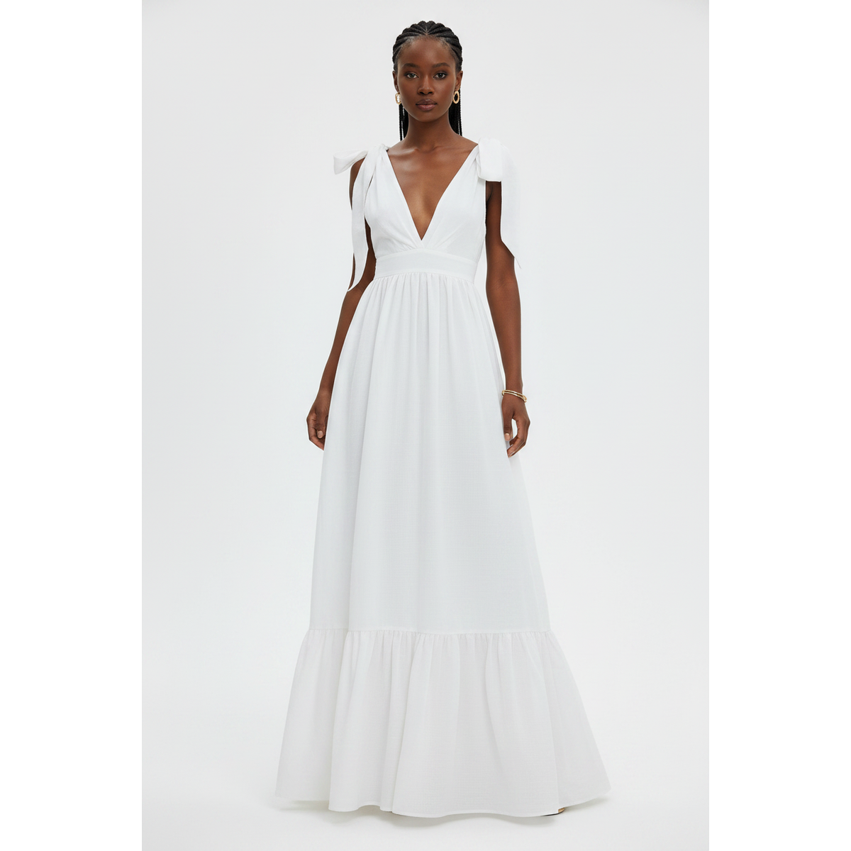 Deep V-Neck Sleeveless Maxi Dress
