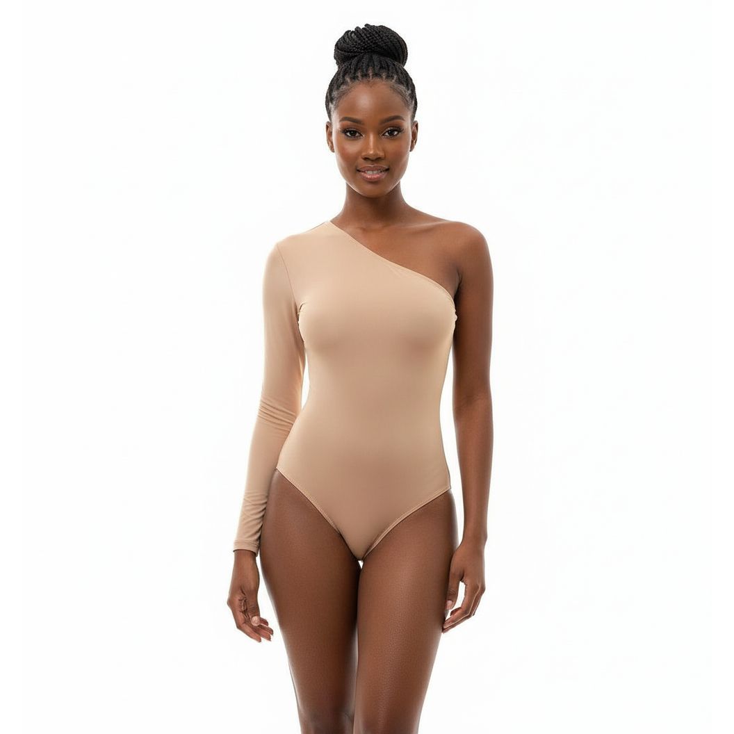 One Shoulder Long Sleeve Basic Bodysuit