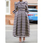 Ankle-Length Long Sleeve Patchwork Dress