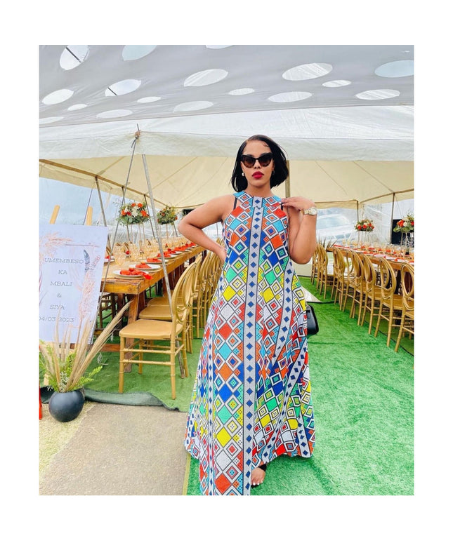 African Sleeveless Print Maxi Dress