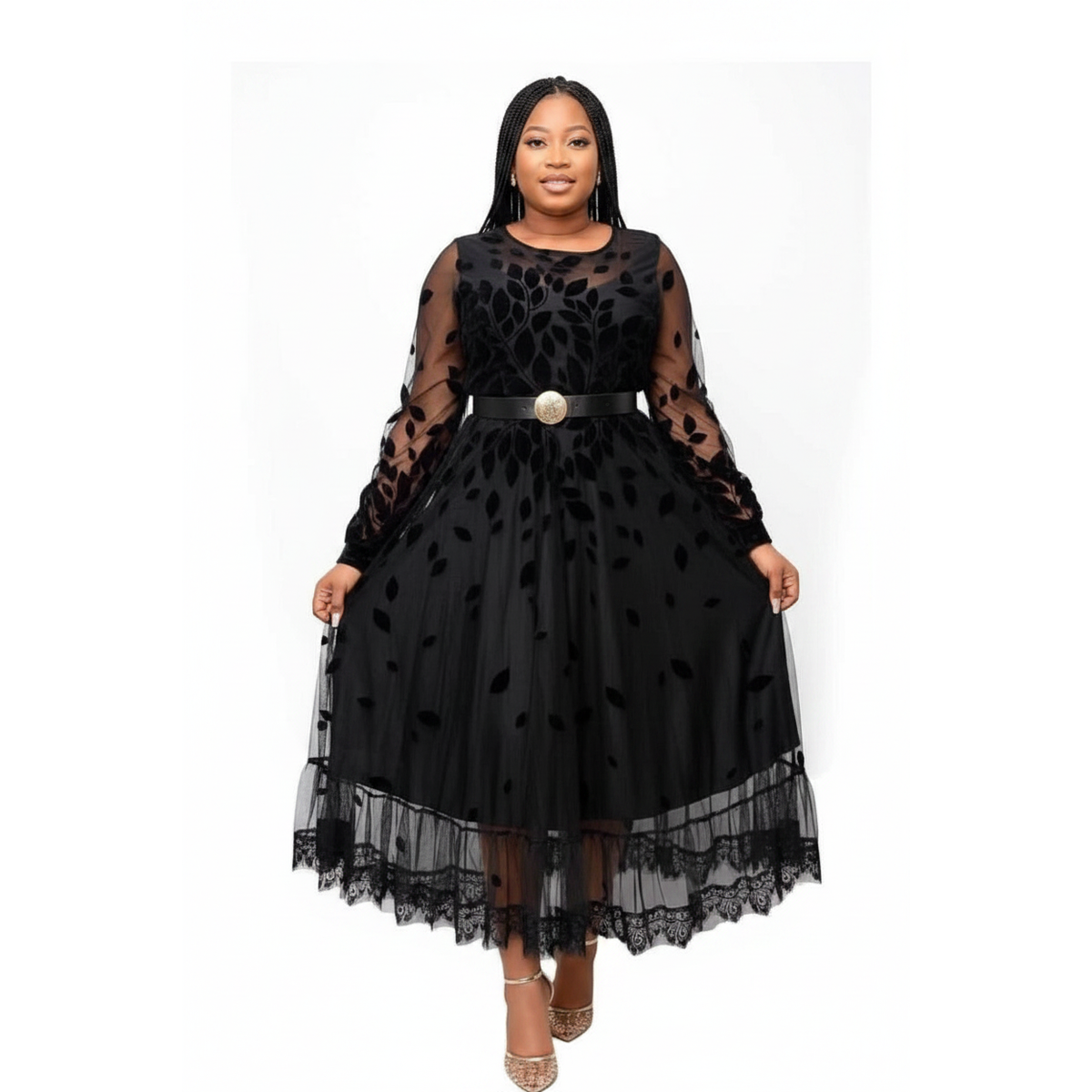 Long Sleeve Chiffon Maxi Dress