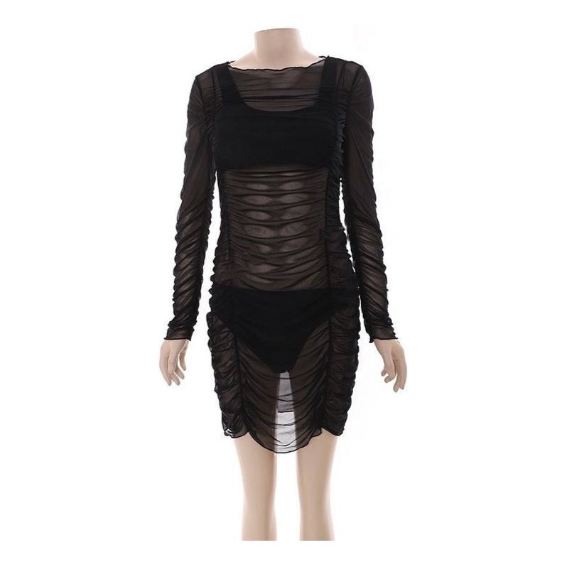 See Through Coverup and Bikini 3Pcs Set