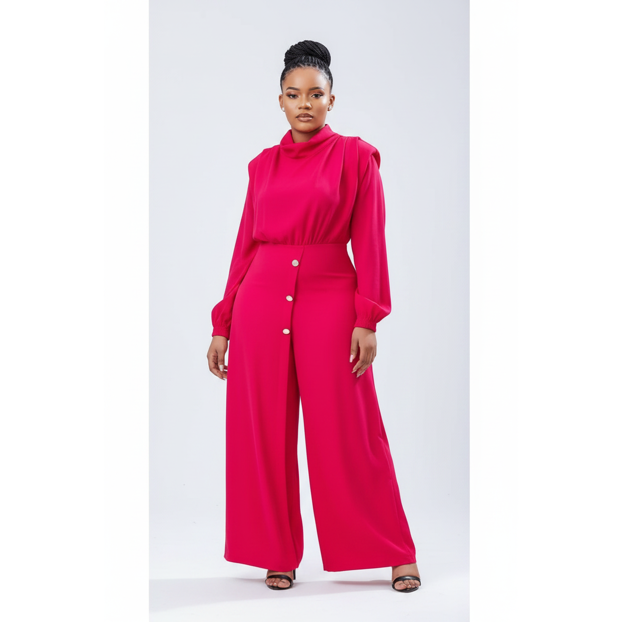 Long-sleeve Palazzo Jumpsuit