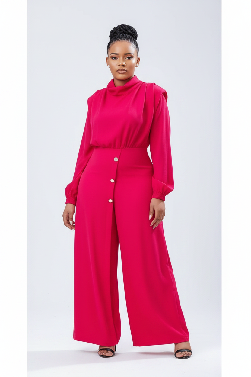 Long-sleeve Palazzo Jumpsuit