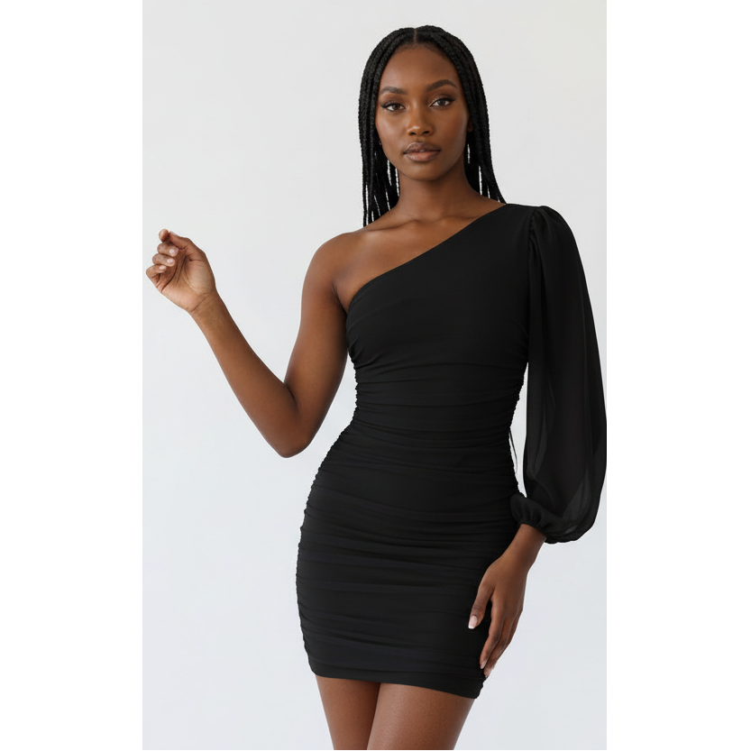 One Hand Off Shoulder Bodycon Dress