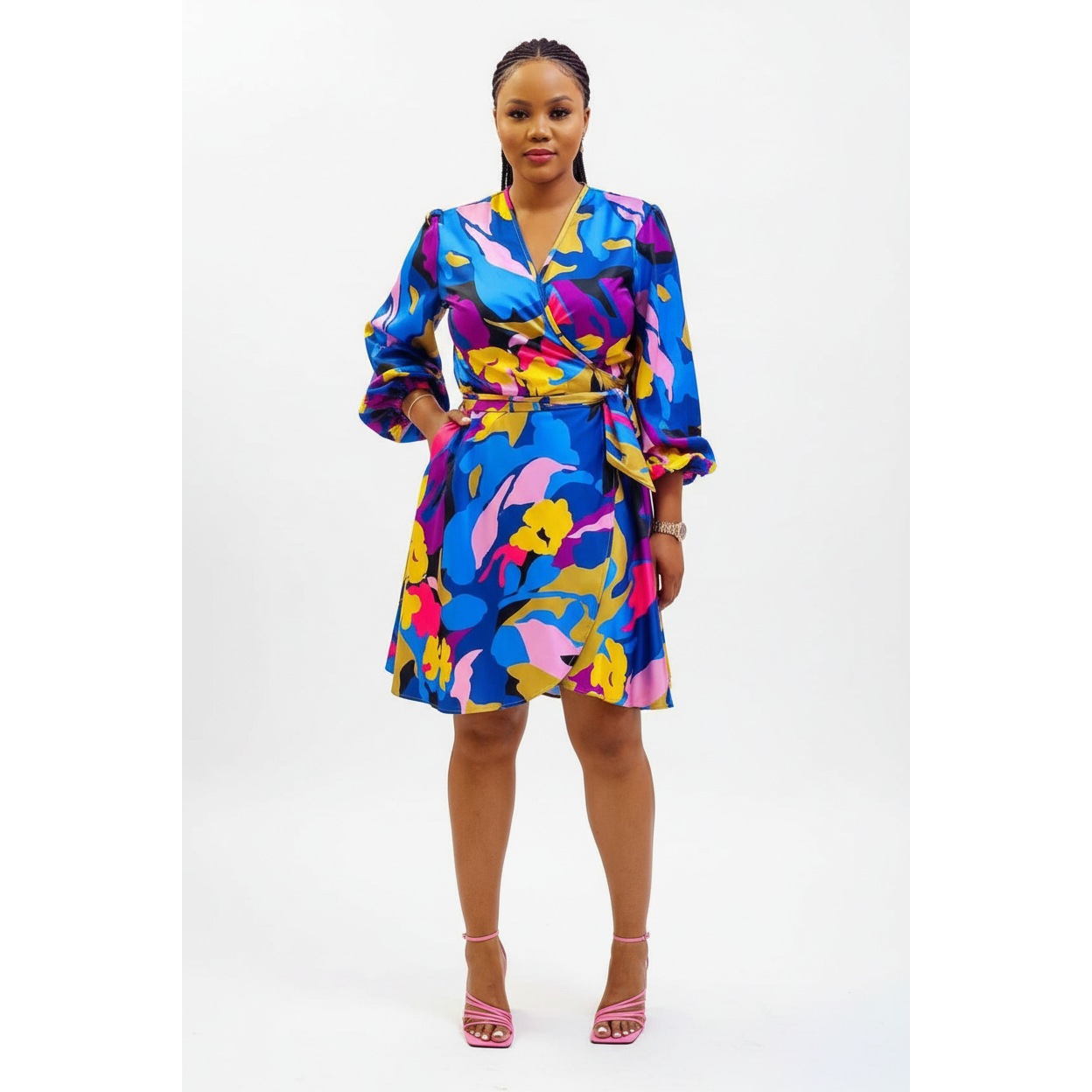 Wrap Around Floral Mini Dress