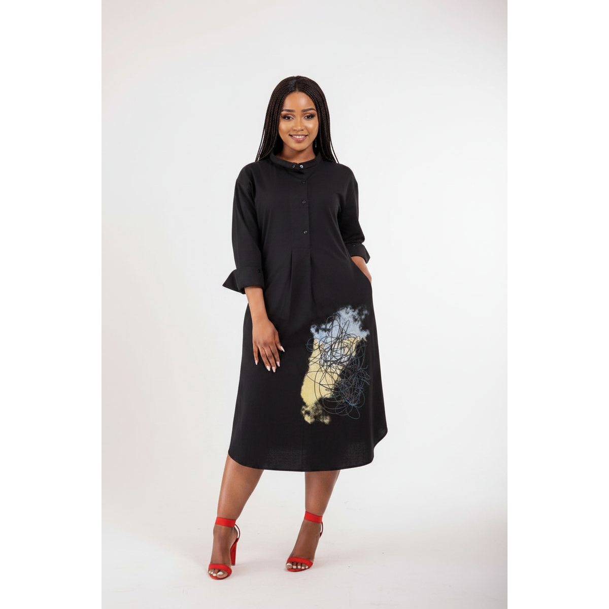 Women's Print Fashion Vintage Dress | Black & White