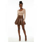 PU Pleated Short Mine Skirt