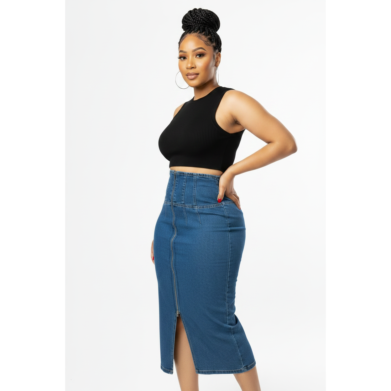 Button Up Denim Skirt