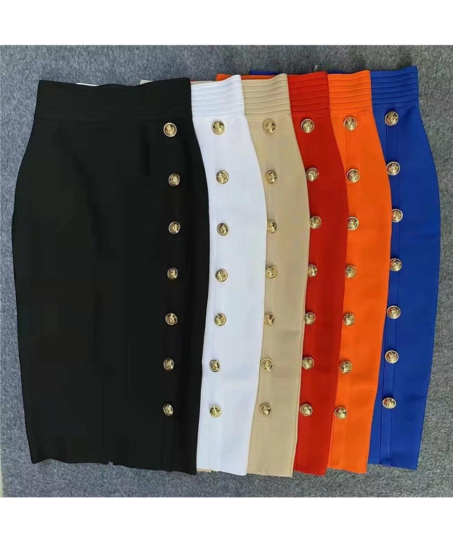 High Waist Sexy Button Bodycon Bandage Skirt
