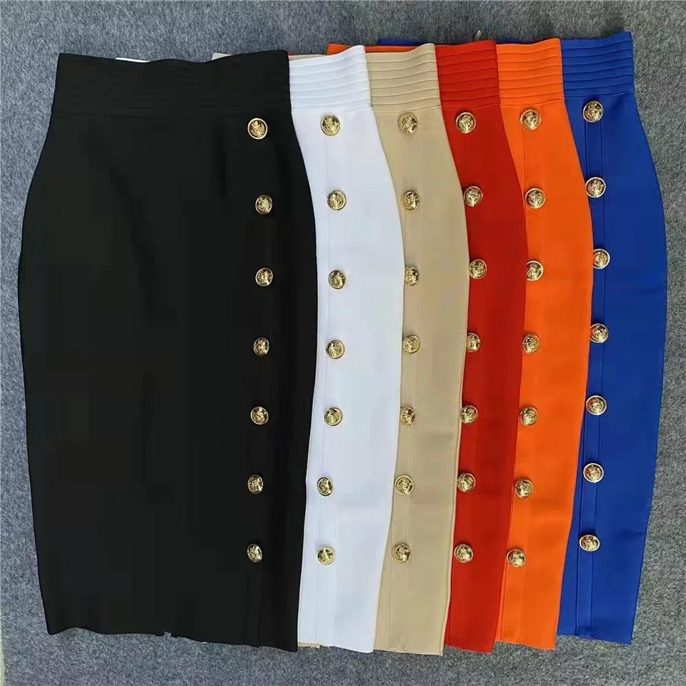 High Waist Sexy Button Bodycon Bandage Skirt