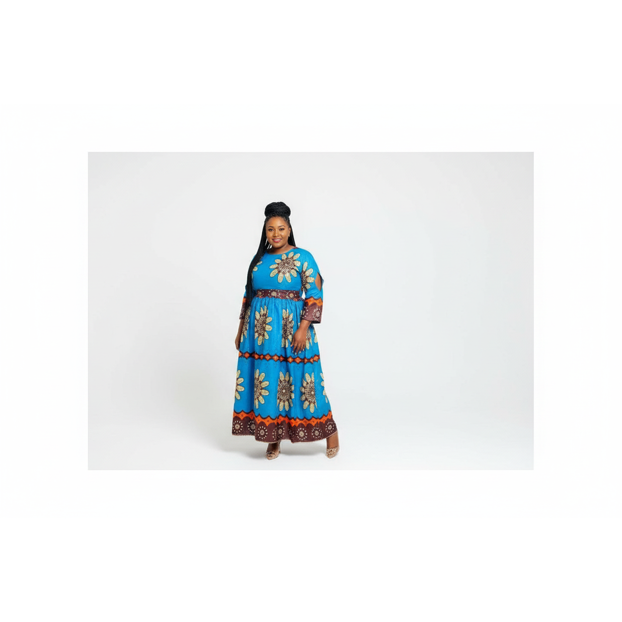 Slit Sleeve Long Ankara Dress