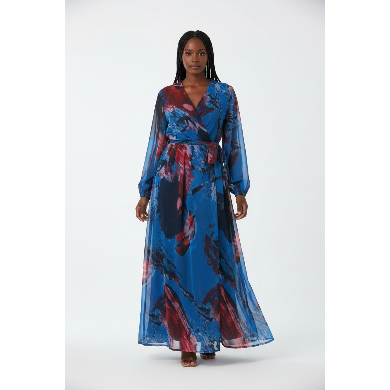 V-Neck Floral Maxi Dress